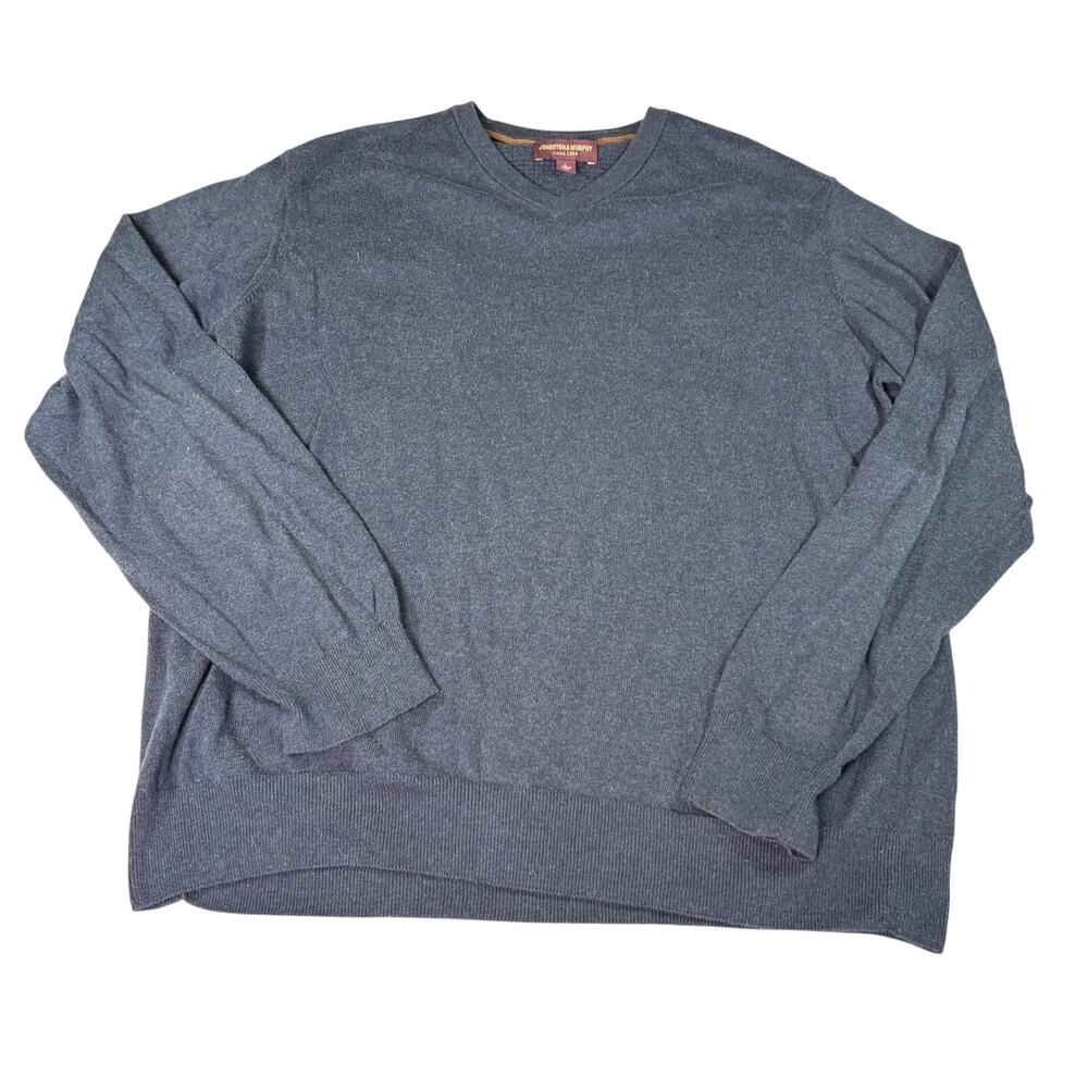 Johnston & Murphy mens V neck pima cotton navy sweater. Size L. office, career